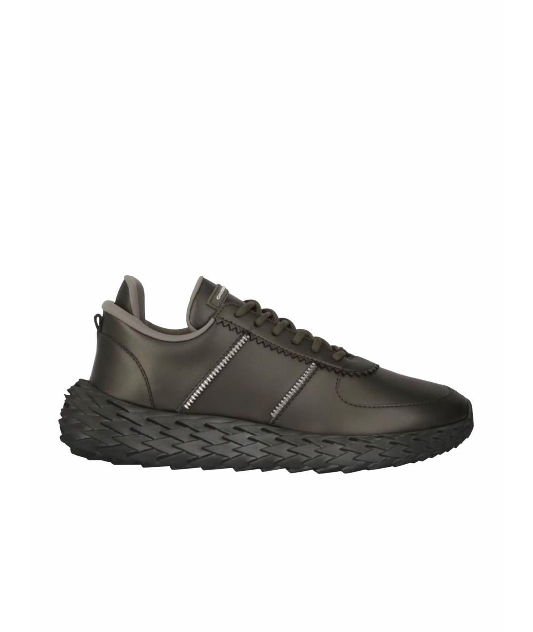 GIUSEPPE ZANOTTI DESIGN Хаки кожаные кроссовки, фото 1