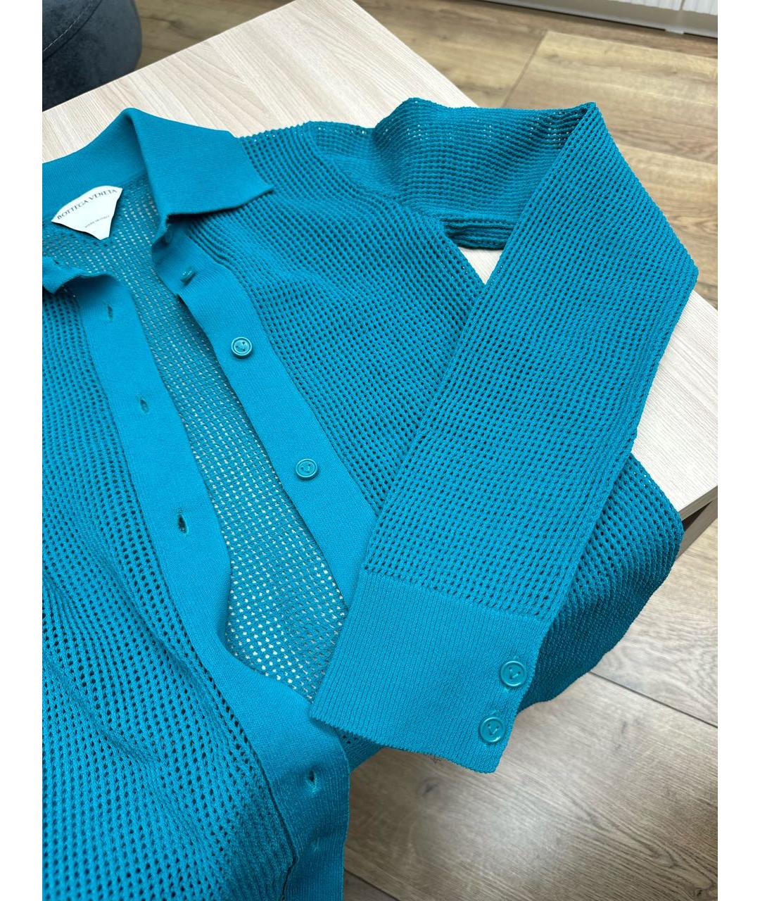 BOTTEGA VENETA Бирюзовая полиамидовая рубашка, фото 4