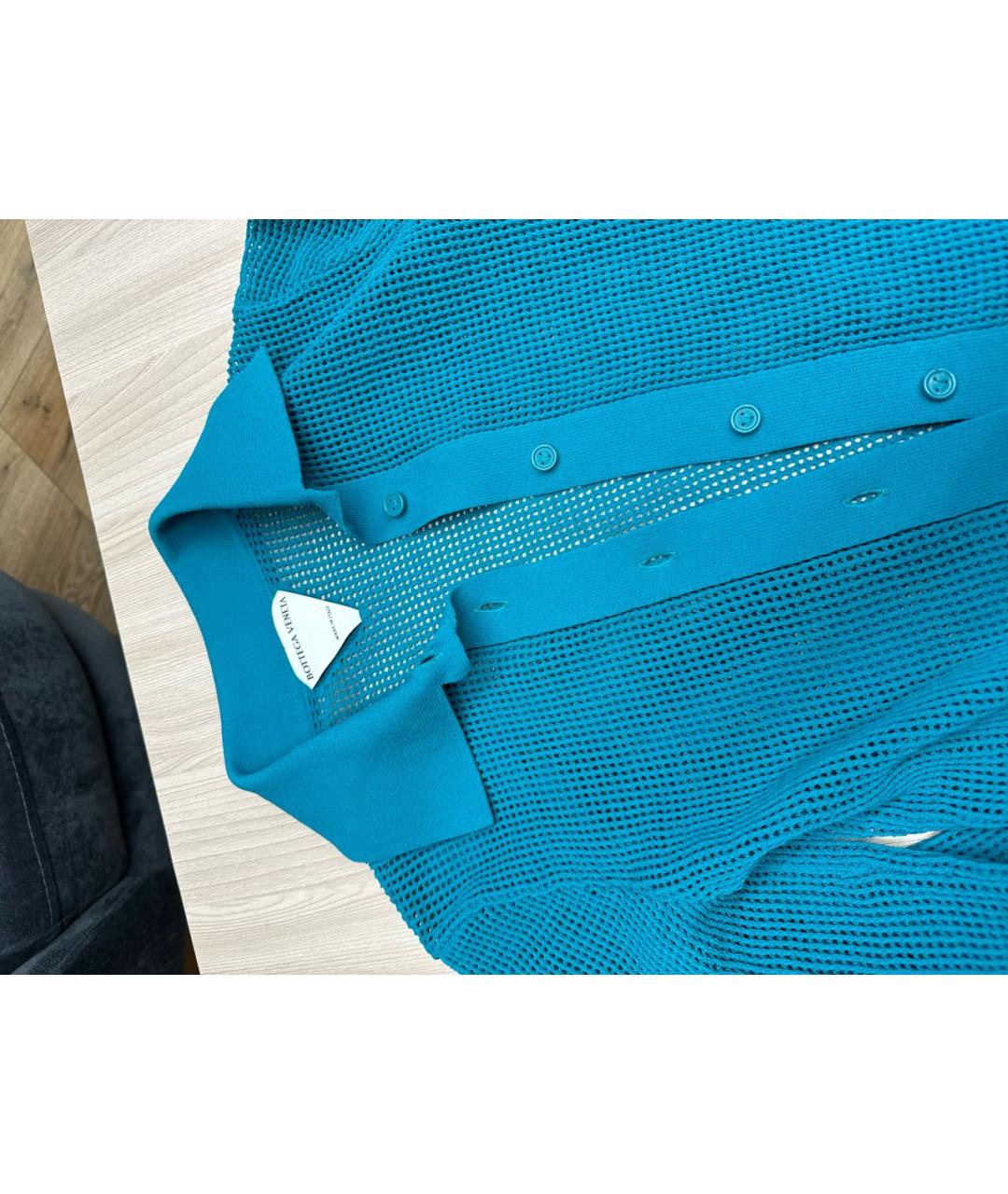 BOTTEGA VENETA Бирюзовая полиамидовая рубашка, фото 3