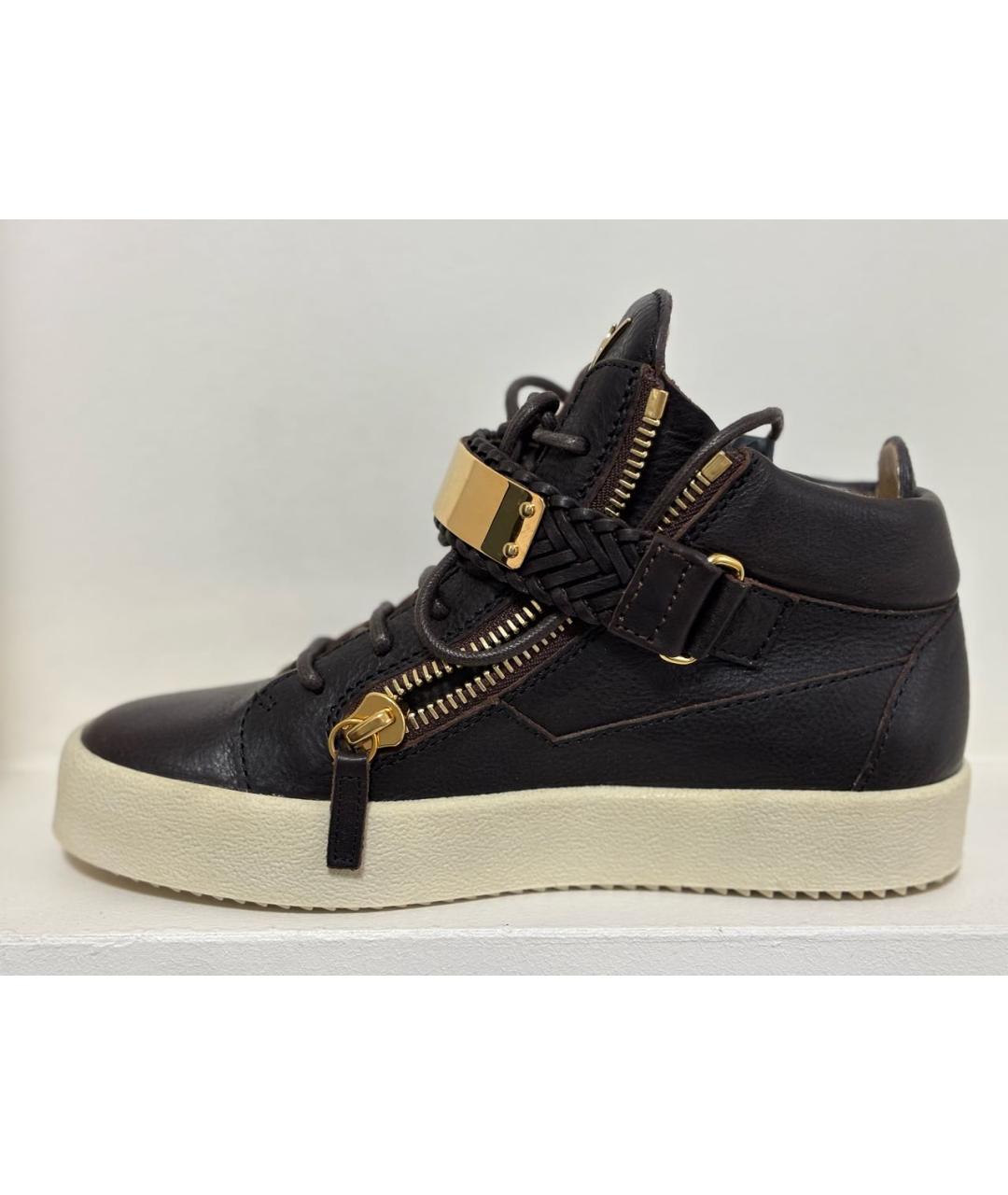 GIUSEPPE ZANOTTI DESIGN Коричневые кожаные кеды, фото 5