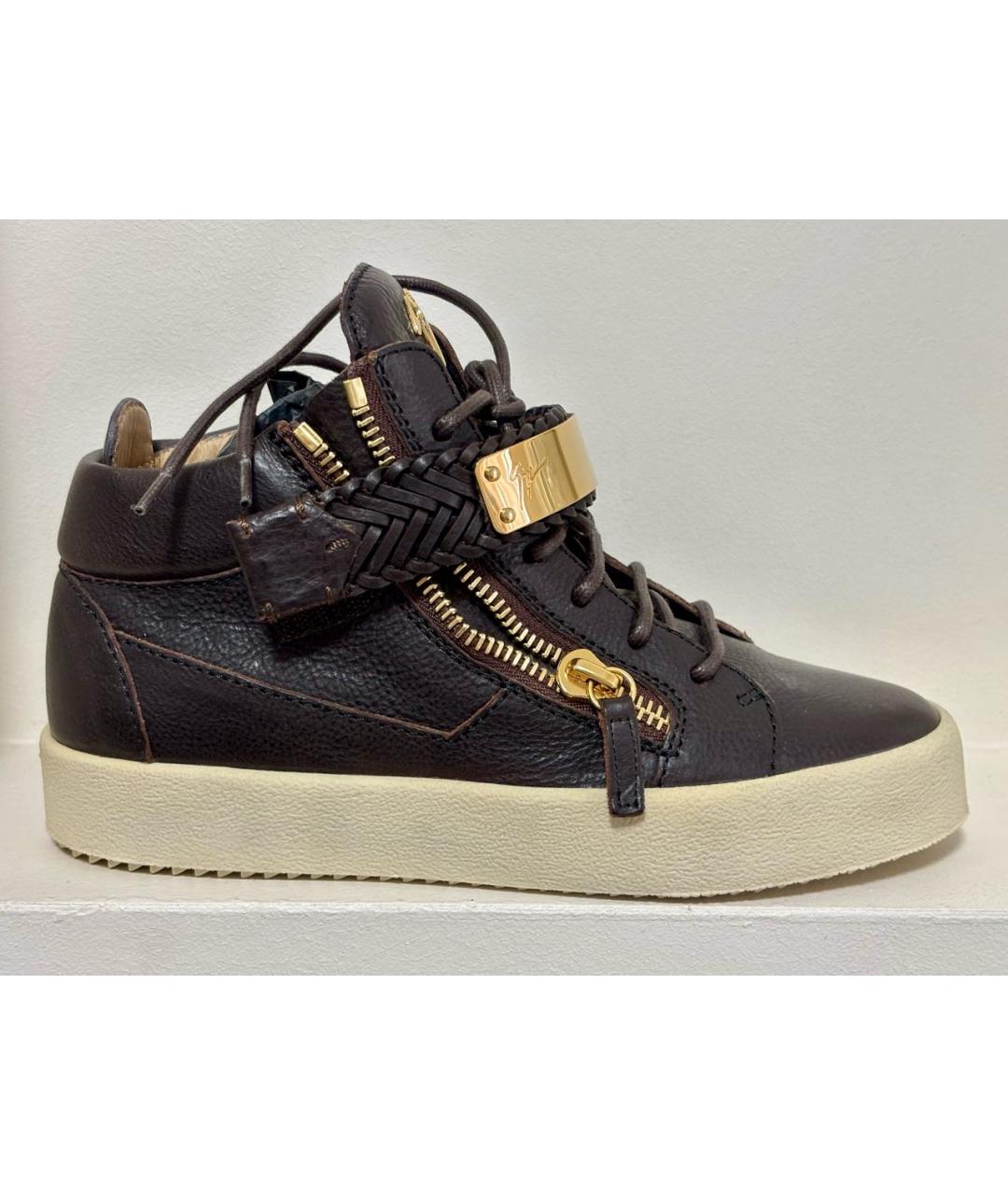GIUSEPPE ZANOTTI DESIGN Коричневые кожаные кеды, фото 8