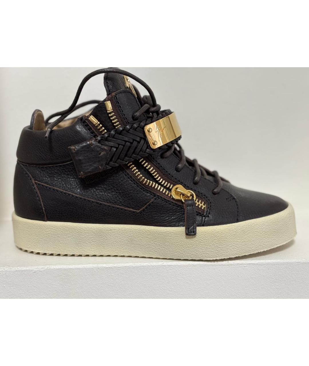 GIUSEPPE ZANOTTI DESIGN Коричневые кожаные кеды, фото 6