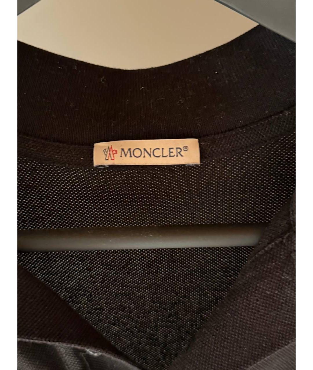 MONCLER Черное хлопковое поло с коротким рукавом, фото 3