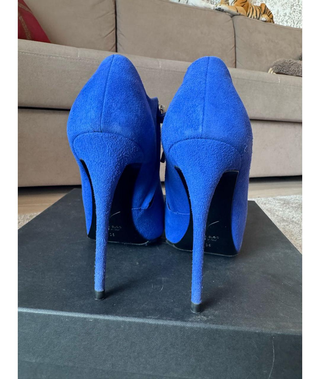 GIUSEPPE ZANOTTI DESIGN Синие замшевые ботильоны, фото 4