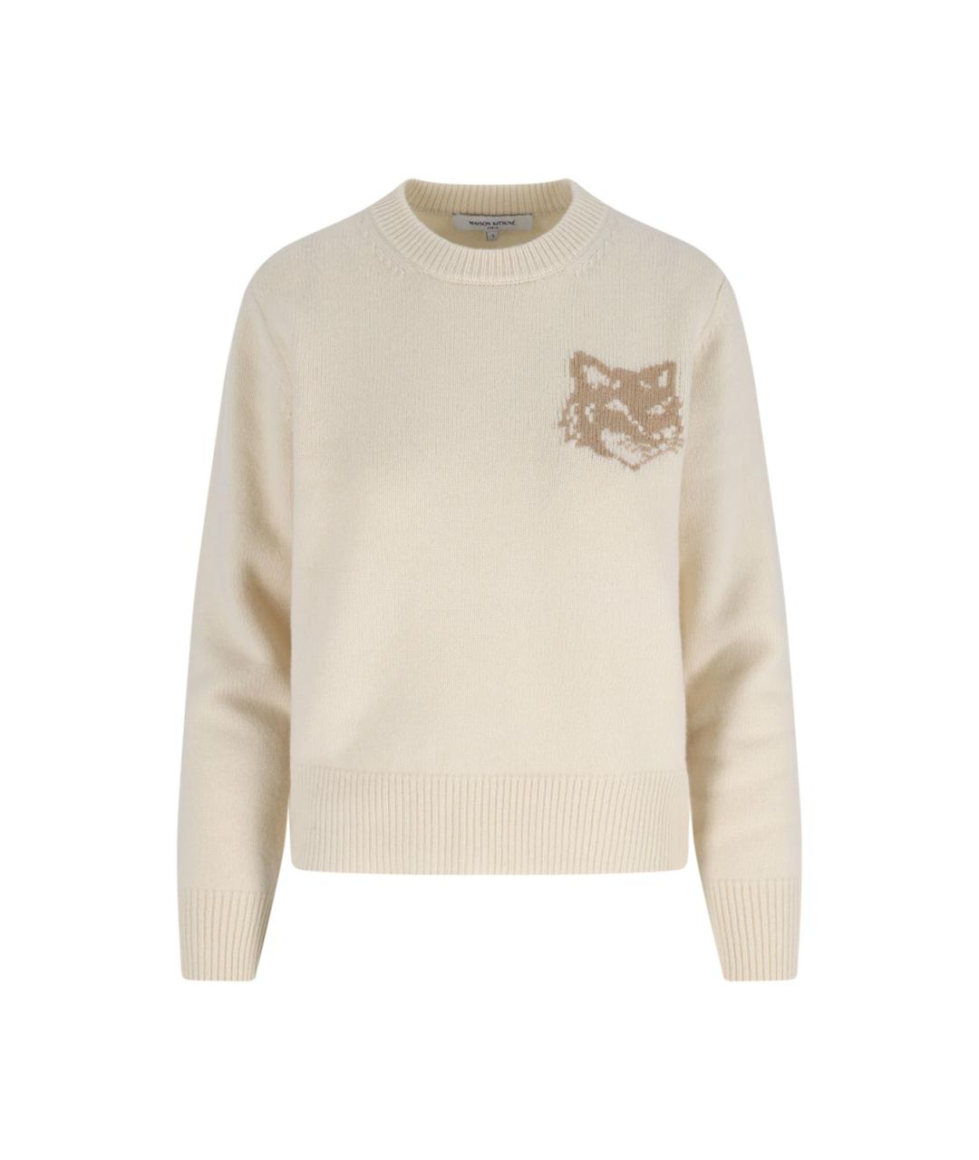 MAISON KITSUNE Бежевый шерстяной джемпер / свитер, фото 1