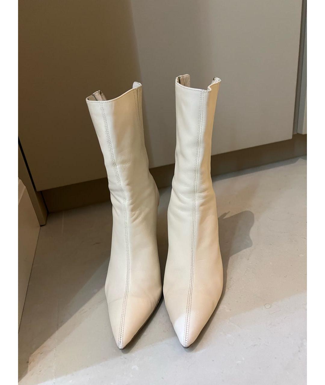 AQUAZZURA Белые кожаные ботильоны, фото 2