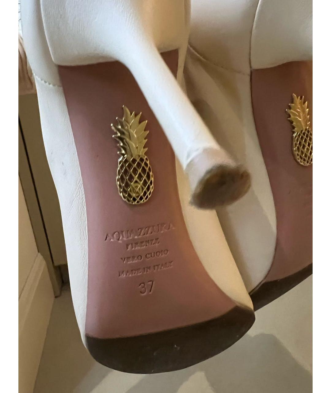 AQUAZZURA Белые кожаные ботильоны, фото 5