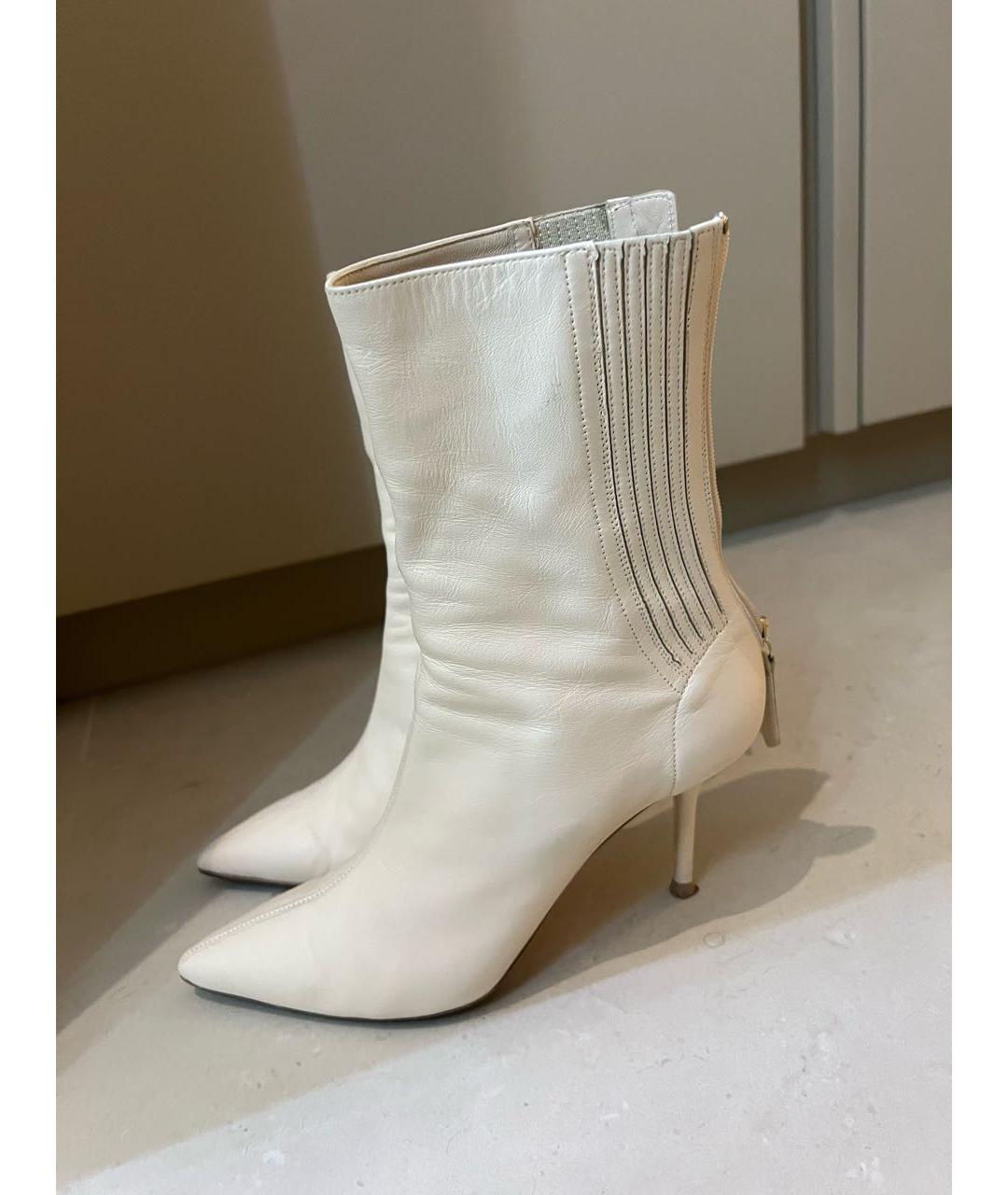 AQUAZZURA Белые кожаные ботильоны, фото 8