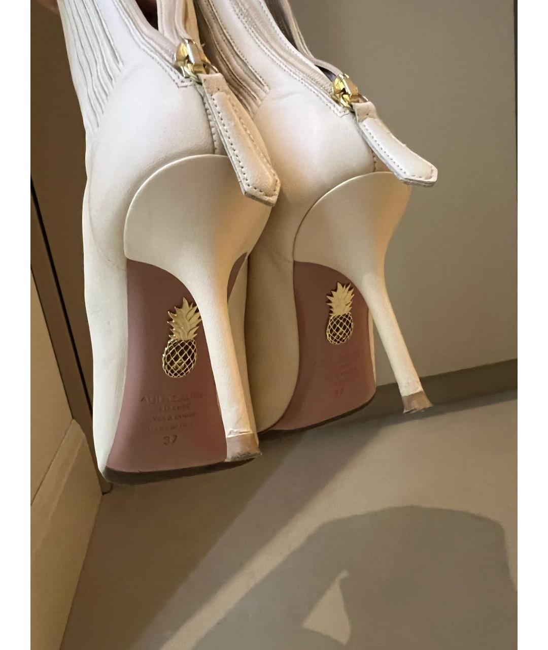 AQUAZZURA Белые кожаные ботильоны, фото 4