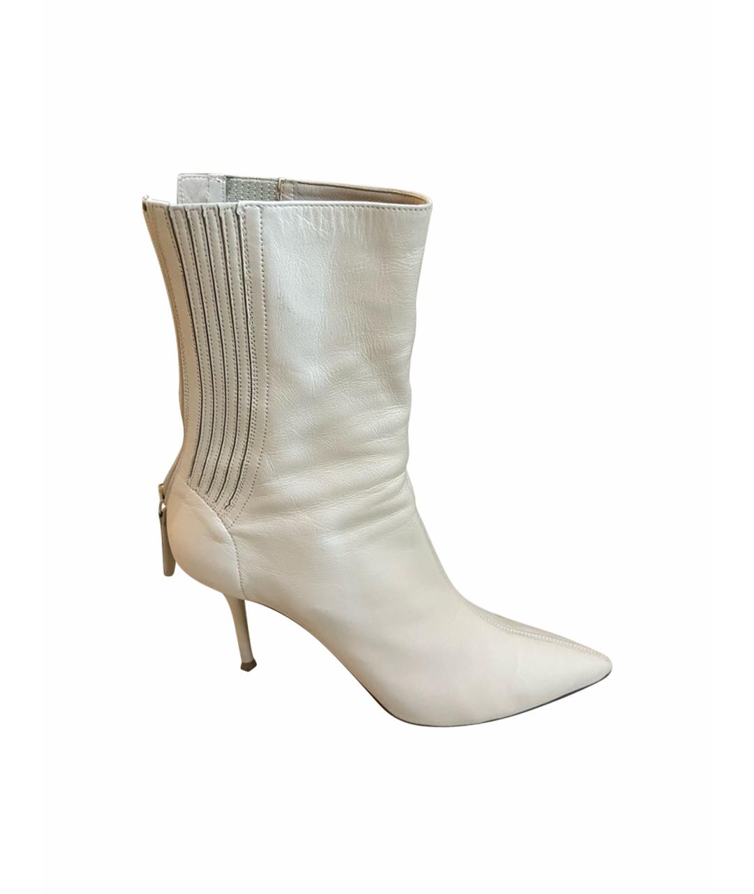 AQUAZZURA Белые кожаные ботильоны, фото 1