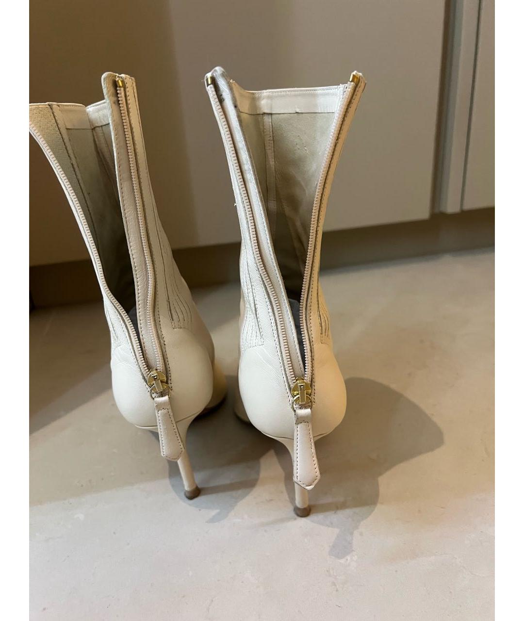 AQUAZZURA Белые кожаные ботильоны, фото 3