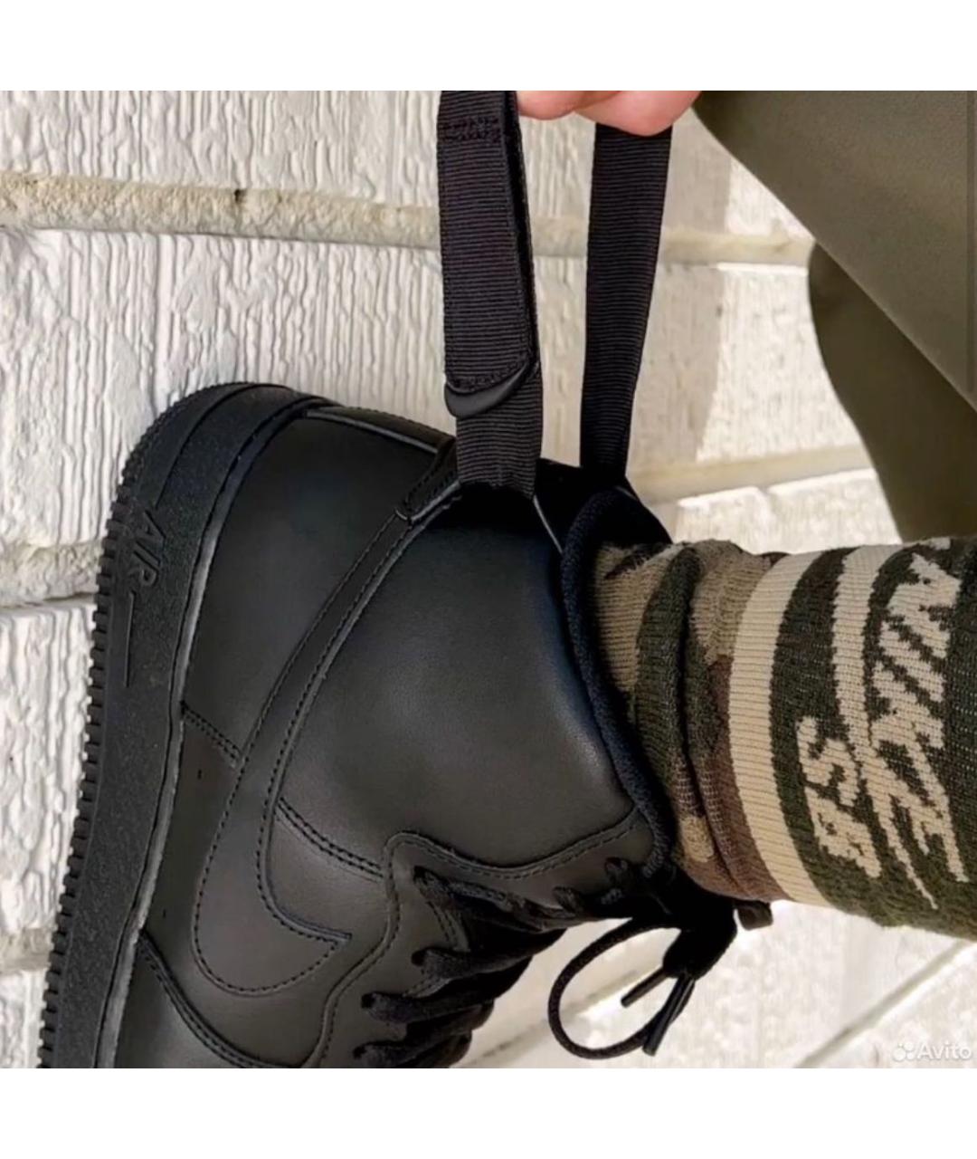 NIKE Черные кожаные высокие кроссовки / кеды, фото 6