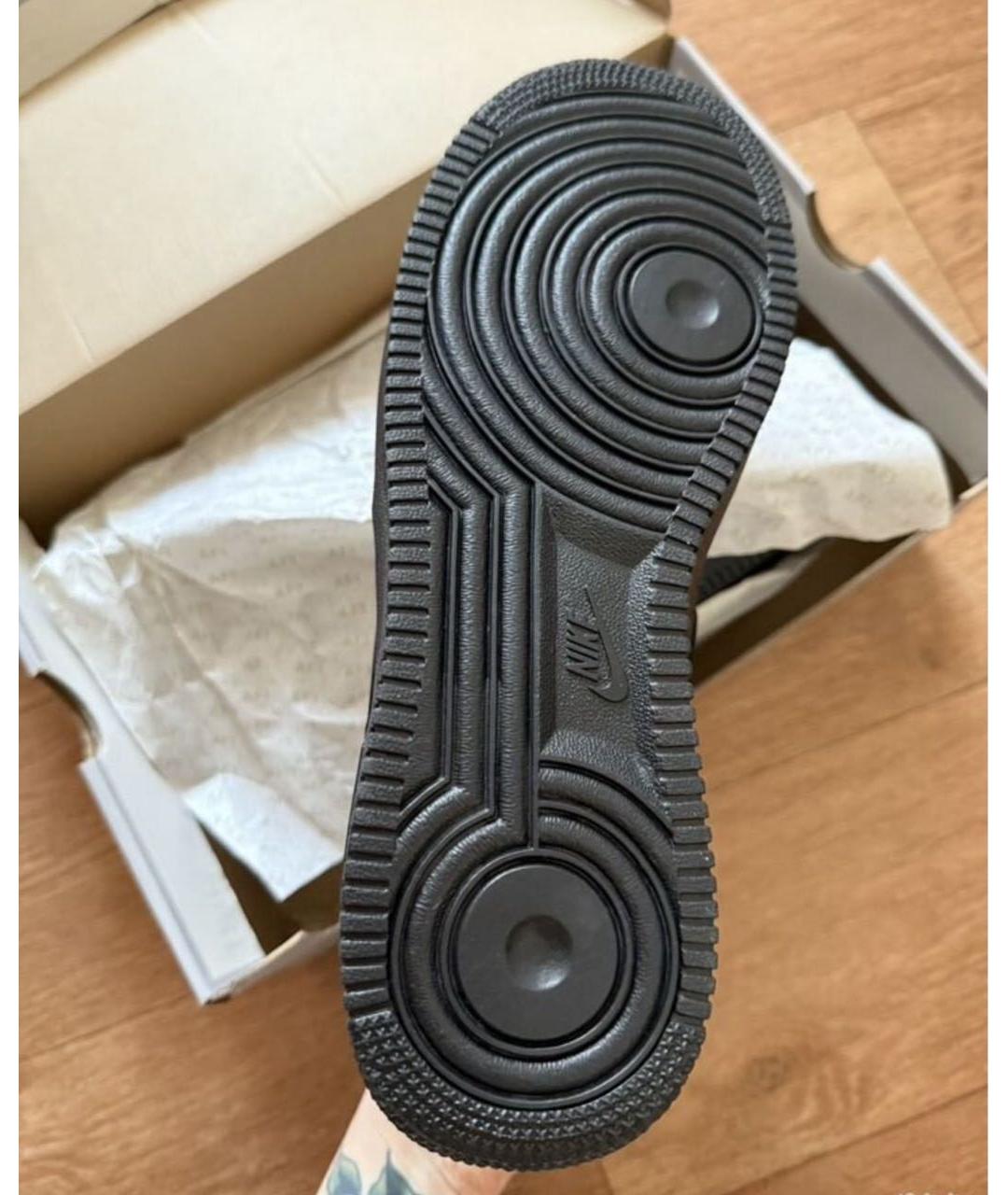 NIKE Черные кожаные высокие кроссовки / кеды, фото 3