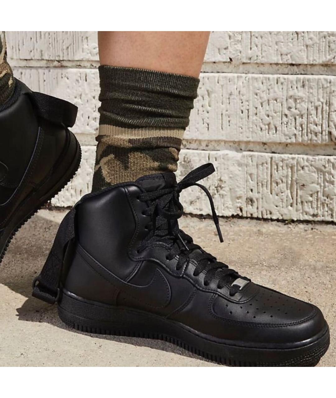 NIKE Черные кожаные высокие кроссовки / кеды, фото 5