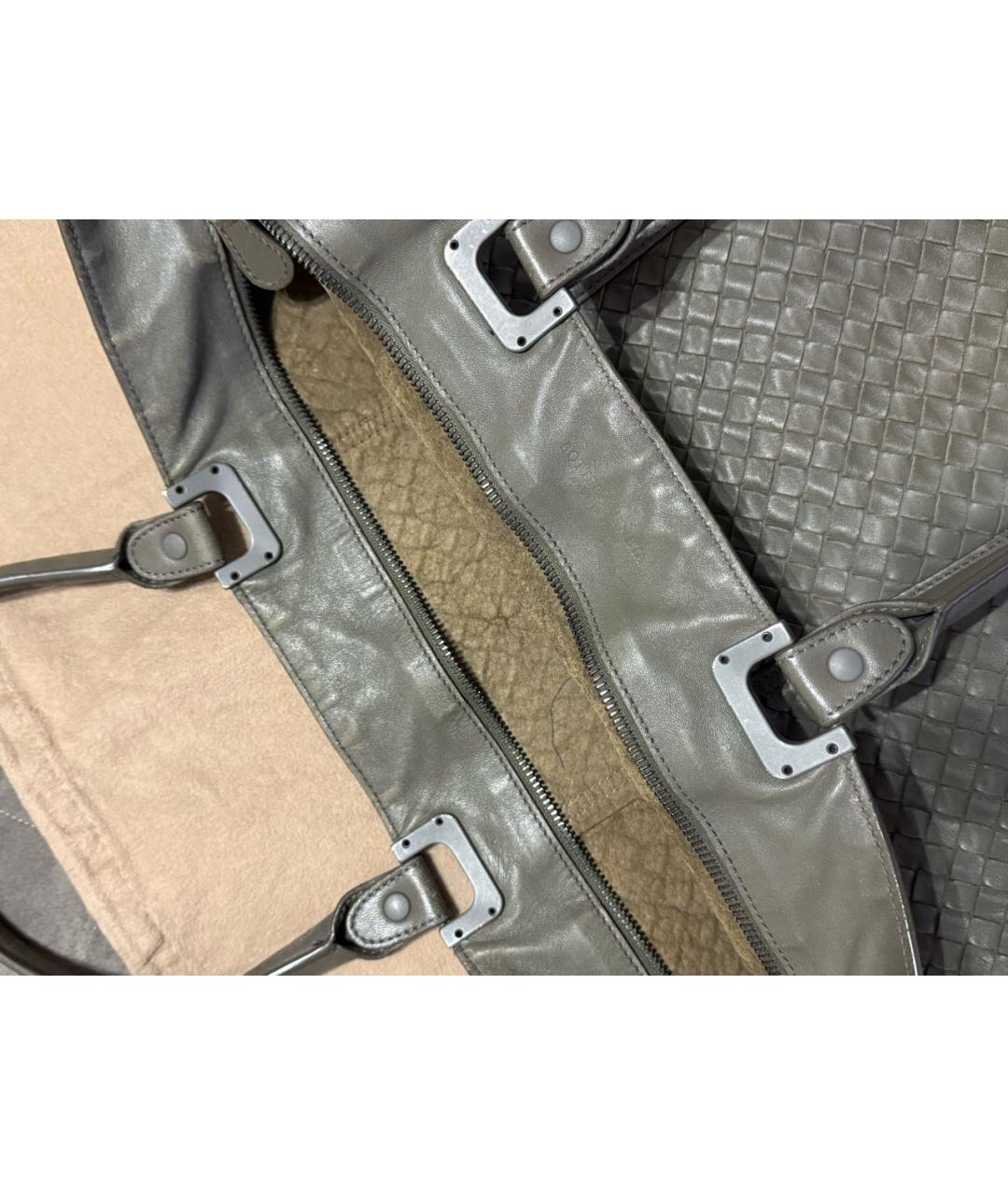 BOTTEGA VENETA Серая кожаная сумка тоут, фото 7