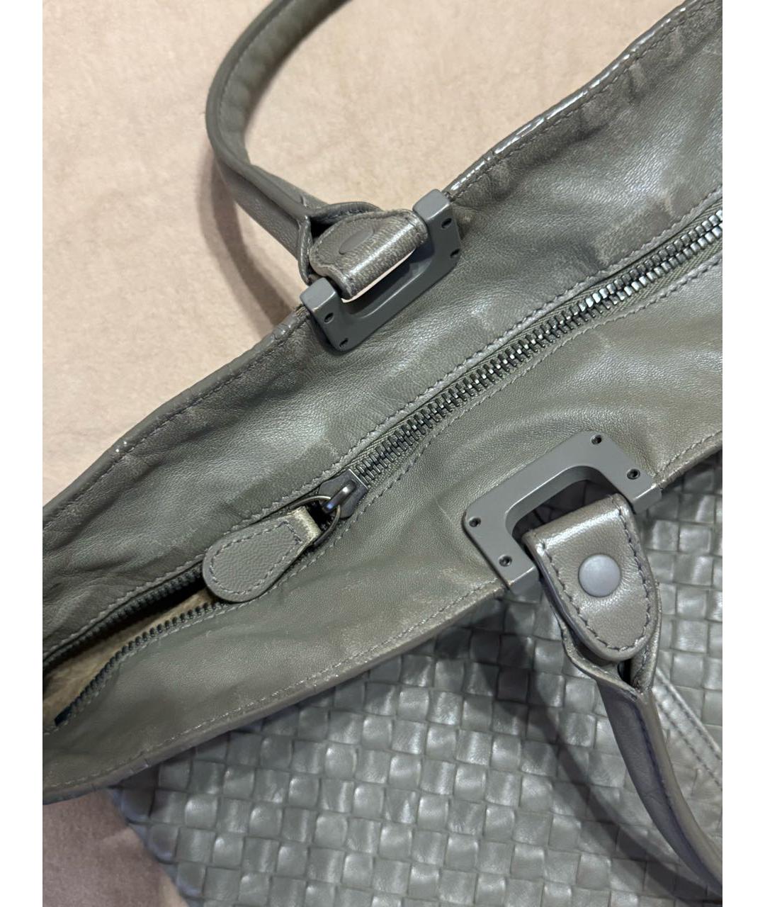 BOTTEGA VENETA Серая кожаная сумка тоут, фото 5