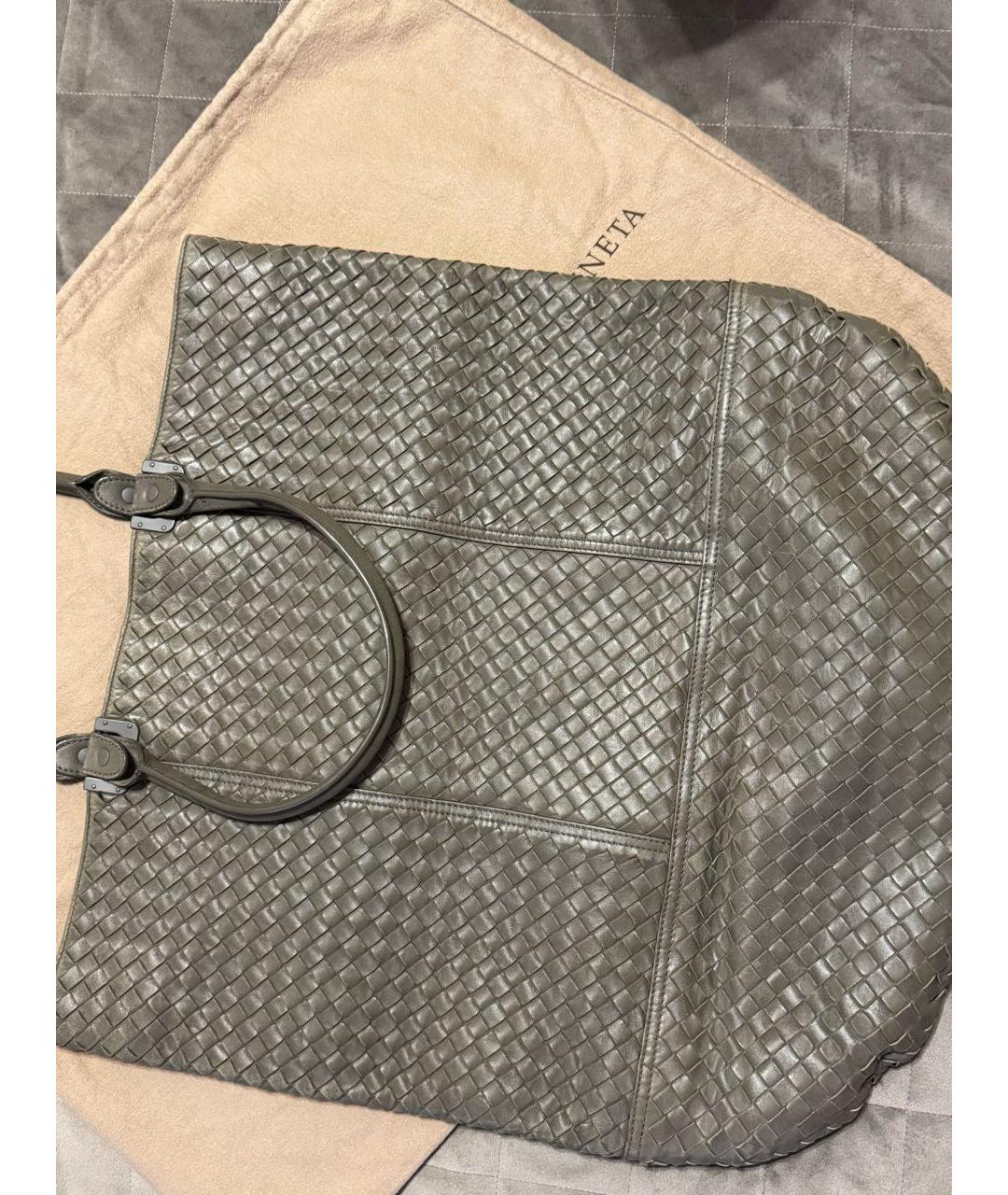 BOTTEGA VENETA Серая кожаная сумка тоут, фото 2