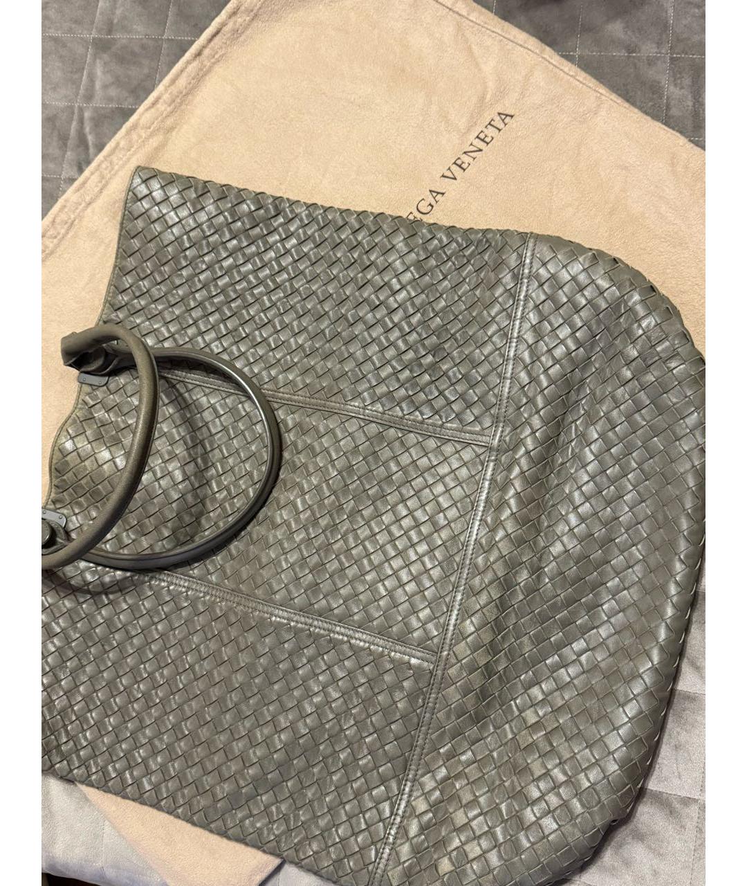 BOTTEGA VENETA Серая кожаная сумка тоут, фото 9