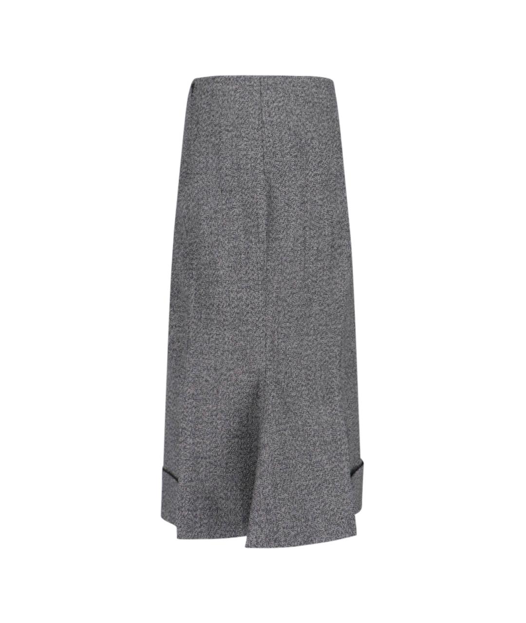 PRADA Серая шерстяная юбка миди, фото 2