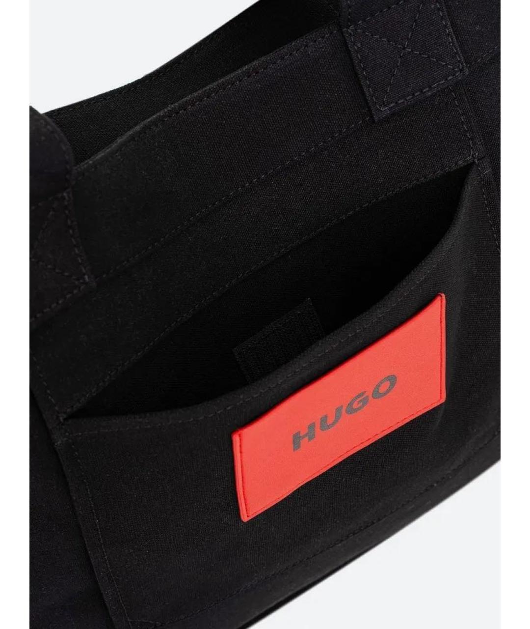 HUGO Черная хлопковая сумка тоут, фото 3