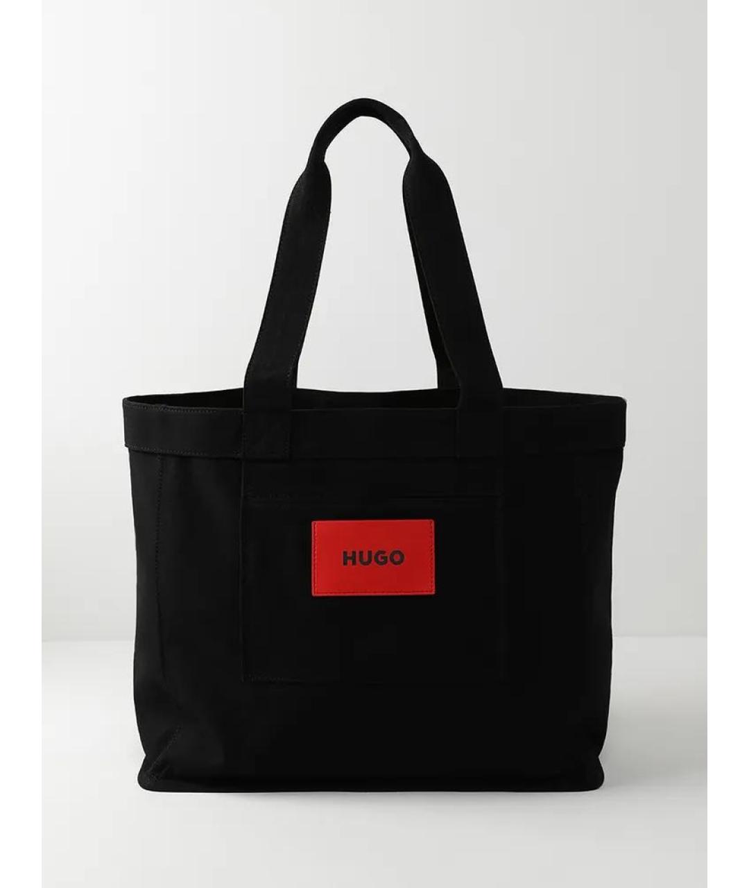 HUGO Черная хлопковая сумка тоут, фото 7