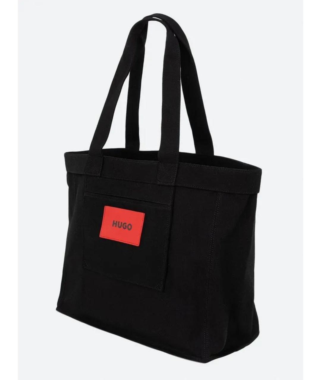 HUGO Черная хлопковая сумка тоут, фото 2