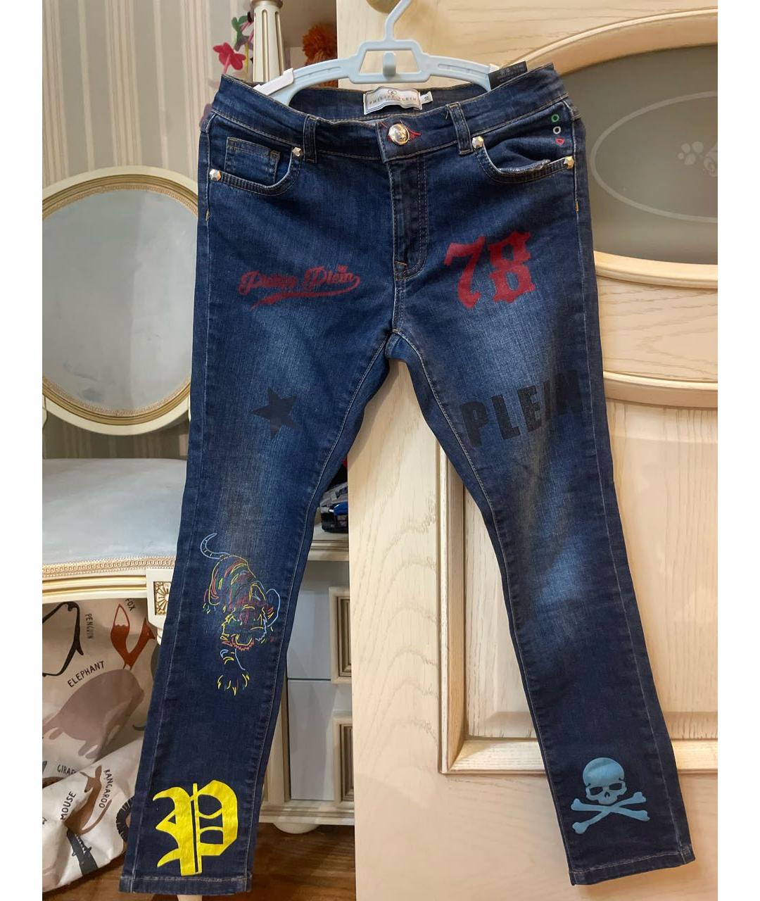 PHILIPP PLEIN Темно-синие деним детские джинсы, фото 2