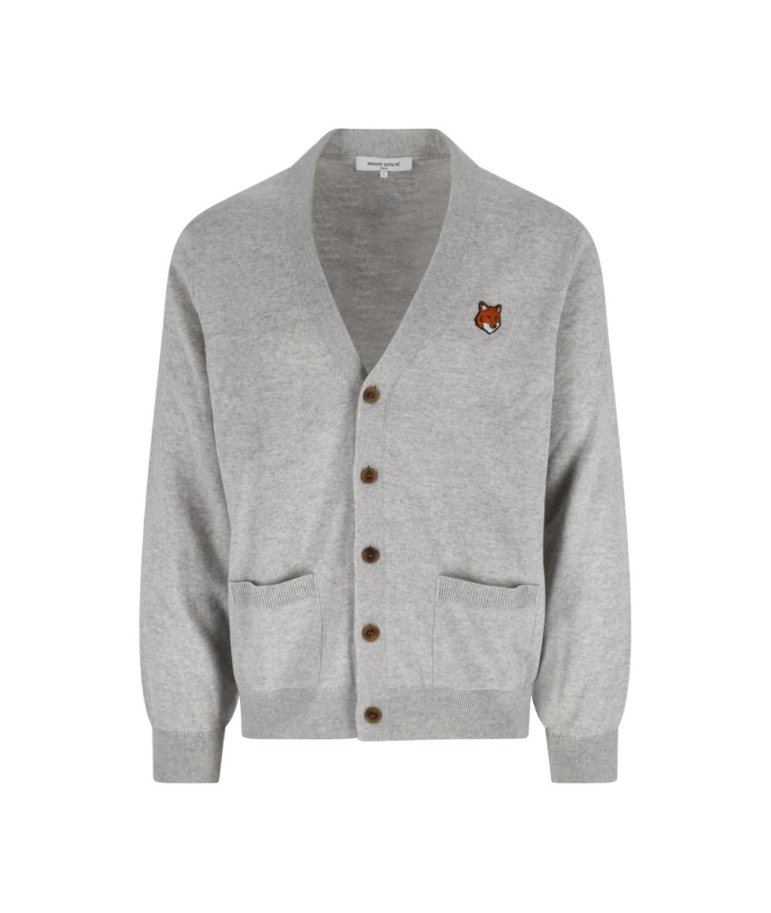 MAISON KITSUNE Серый шерстяной кардиган, фото 1