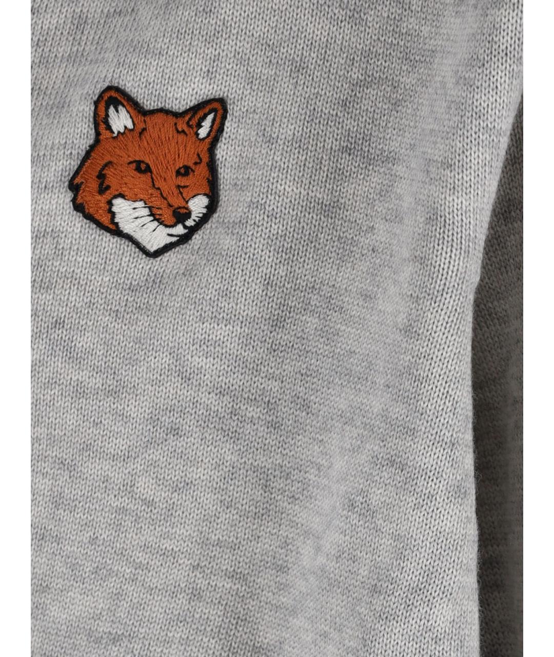 MAISON KITSUNE Серый шерстяной кардиган, фото 3