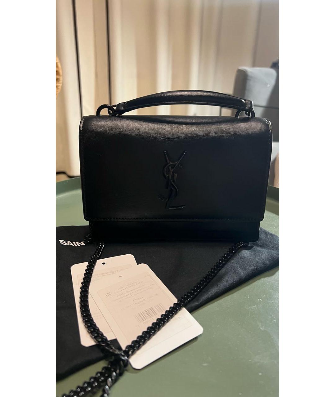 SAINT LAURENT Черная кожаная сумка через плечо, фото 5