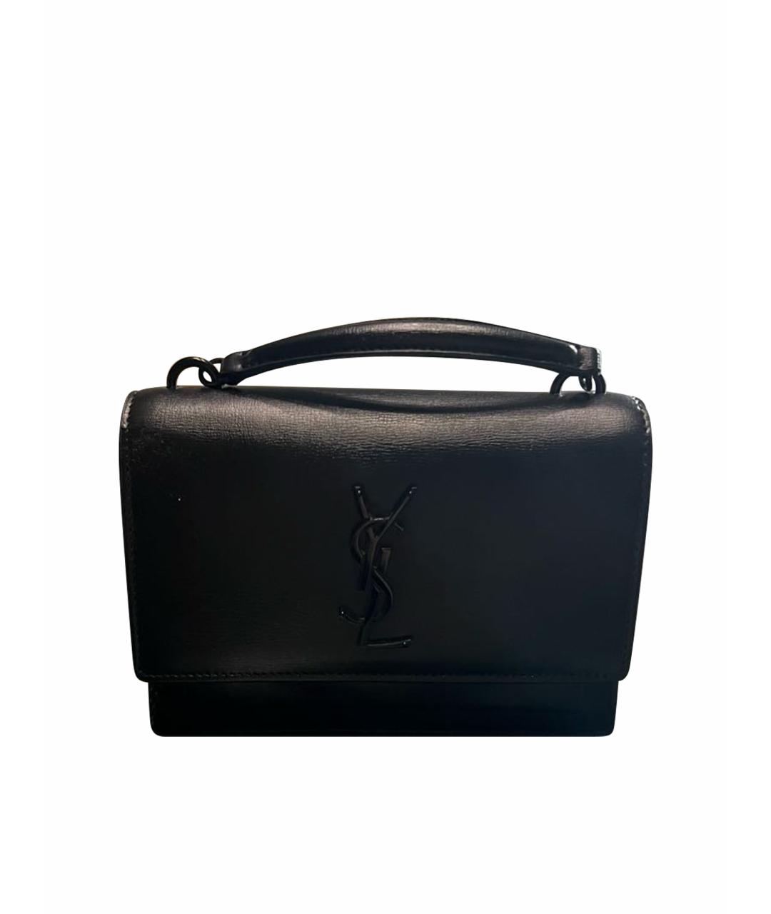 SAINT LAURENT Черная кожаная сумка через плечо, фото 1
