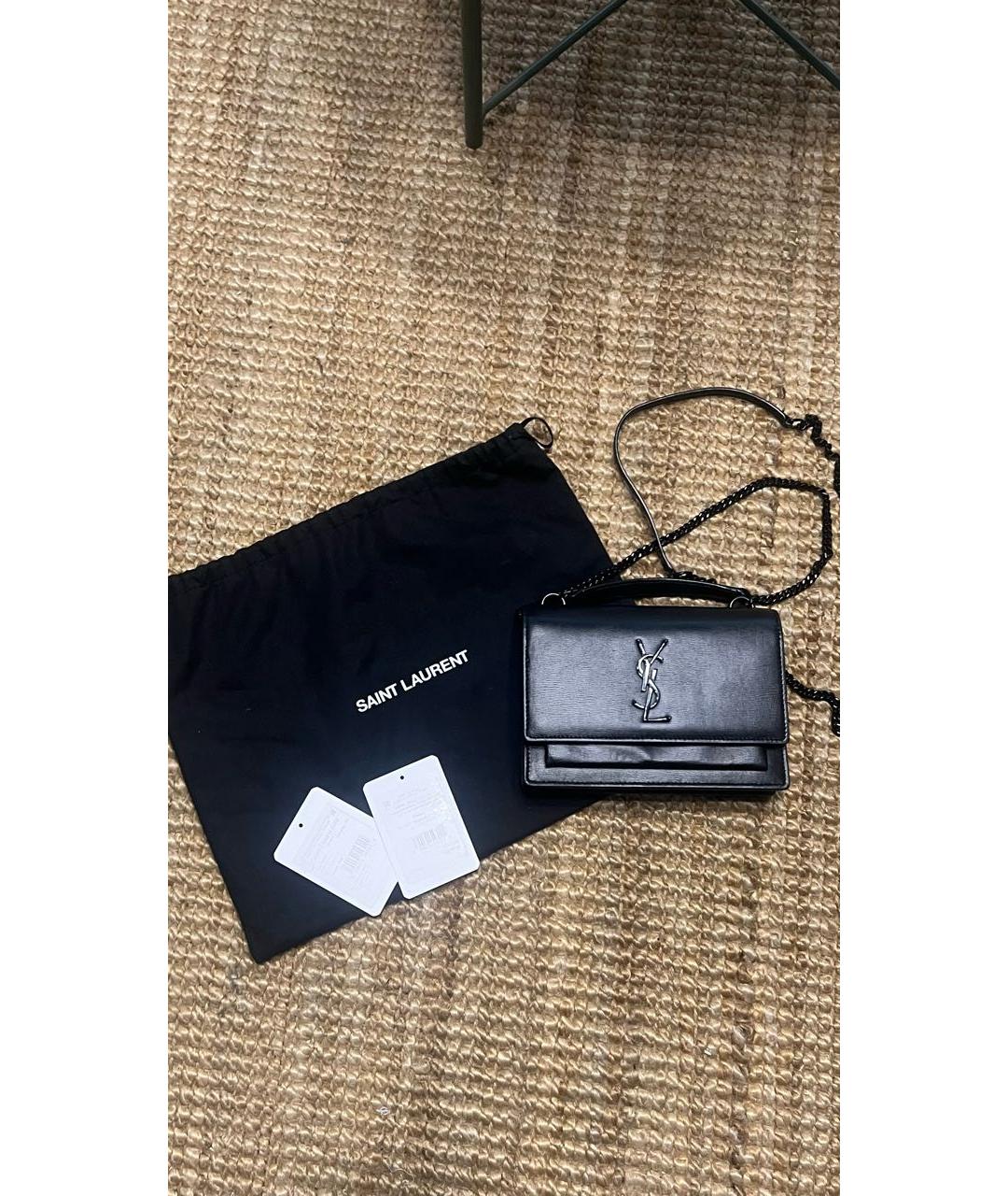 SAINT LAURENT Черная кожаная сумка через плечо, фото 6