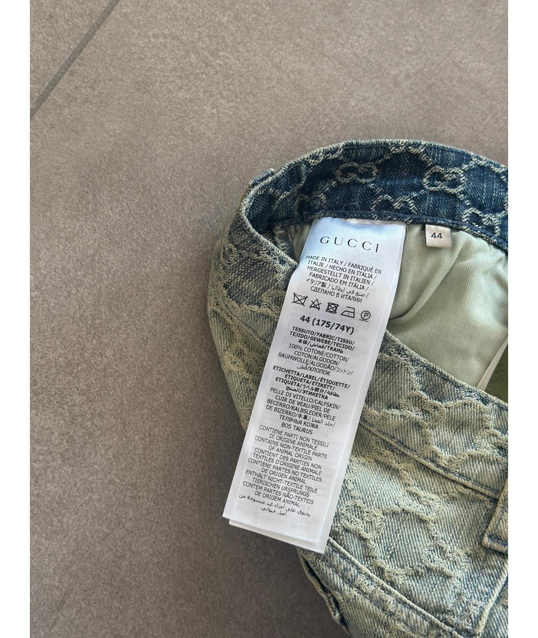GUCCI Голубая деним юбка мини, фото 6