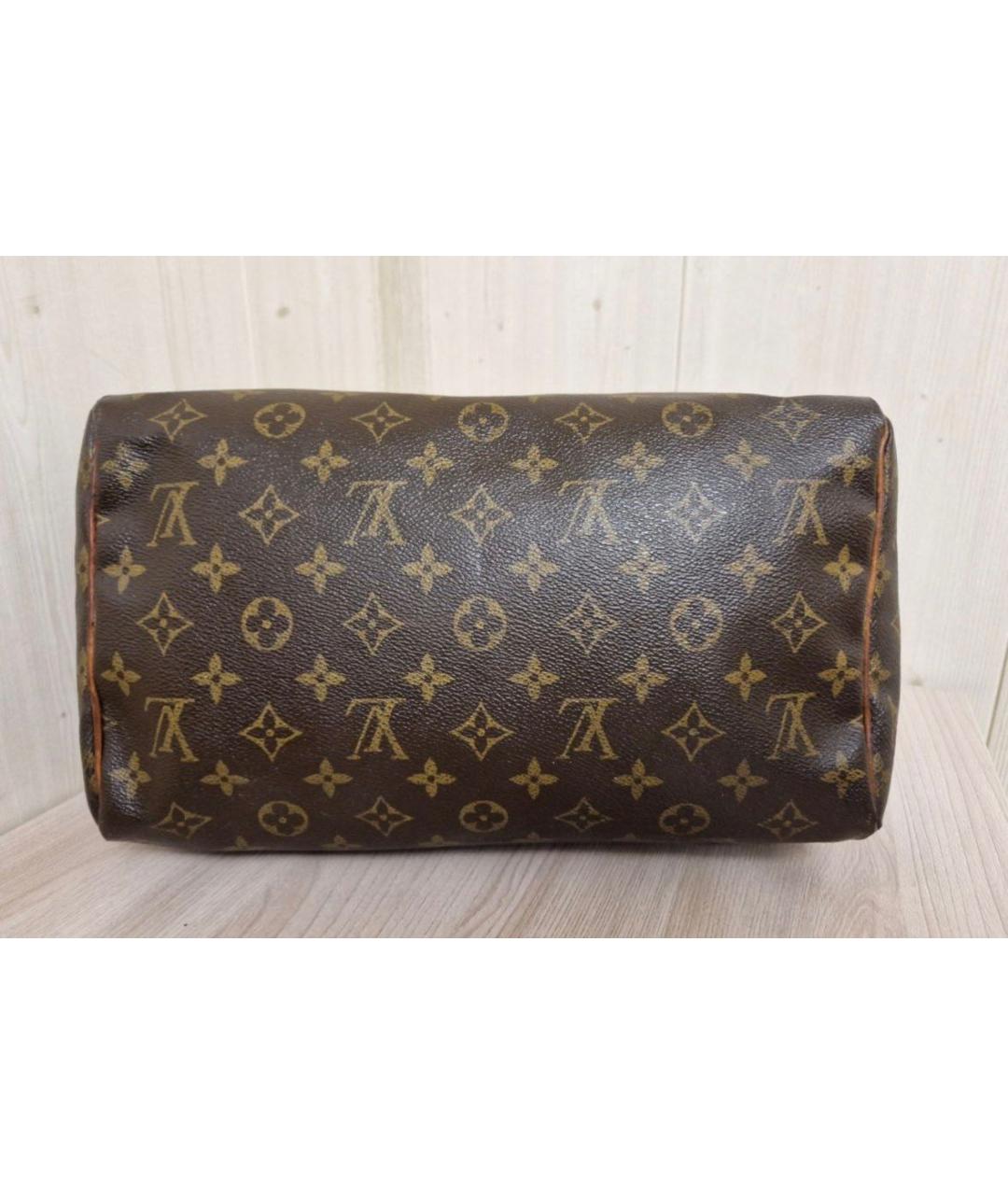 LOUIS VUITTON Коричневая кожаная сумка с короткими ручками, фото 6