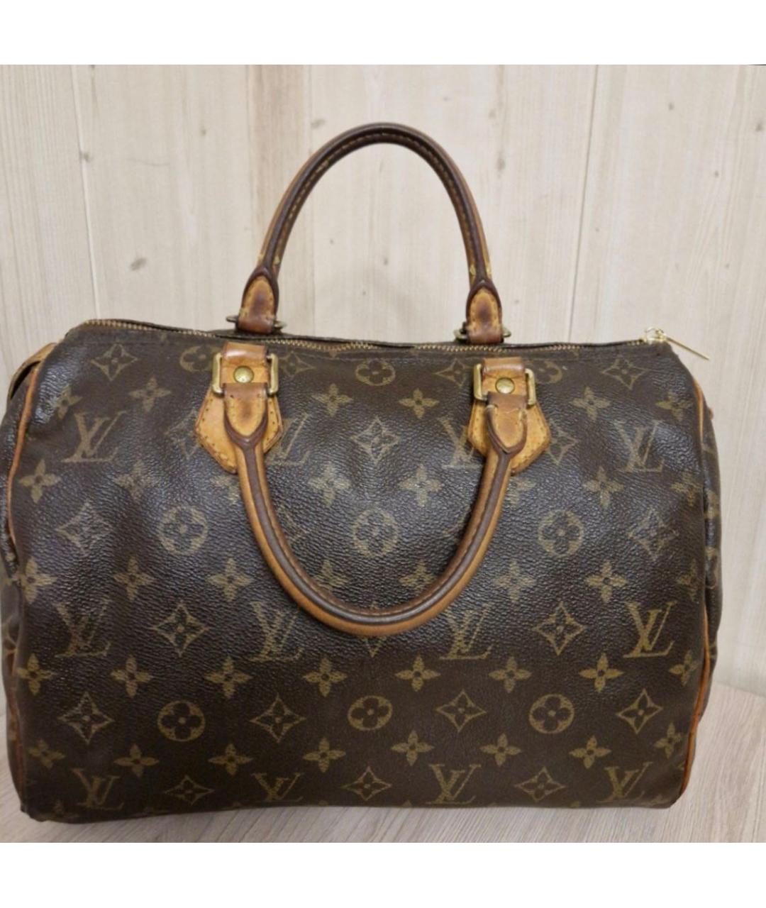 LOUIS VUITTON Коричневая кожаная сумка с короткими ручками, фото 2