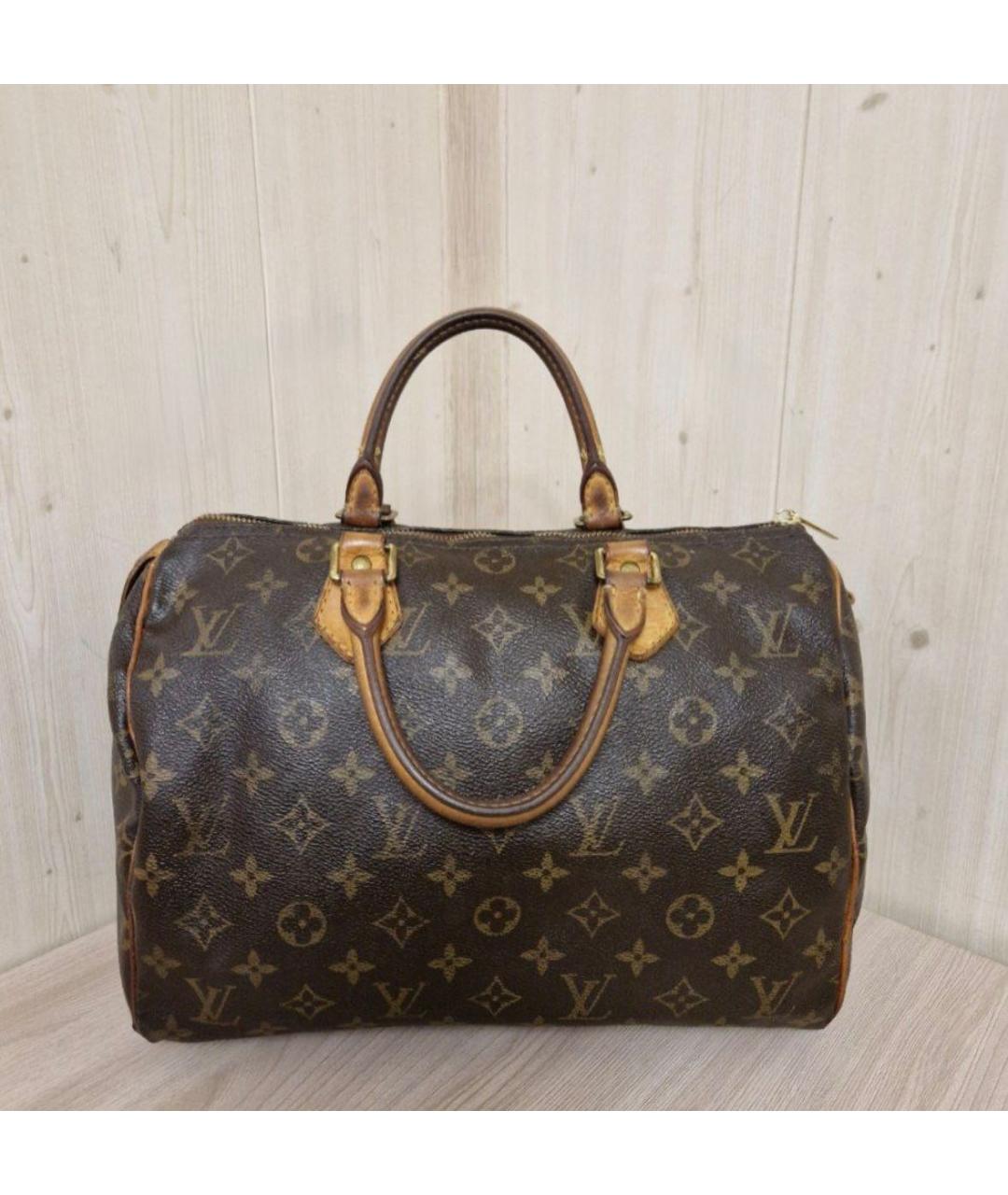 LOUIS VUITTON Коричневая кожаная сумка с короткими ручками, фото 9