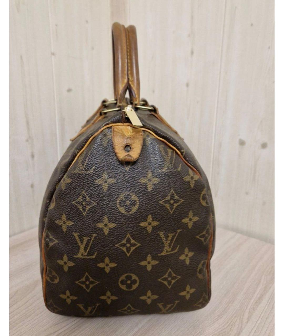 LOUIS VUITTON Коричневая кожаная сумка с короткими ручками, фото 4