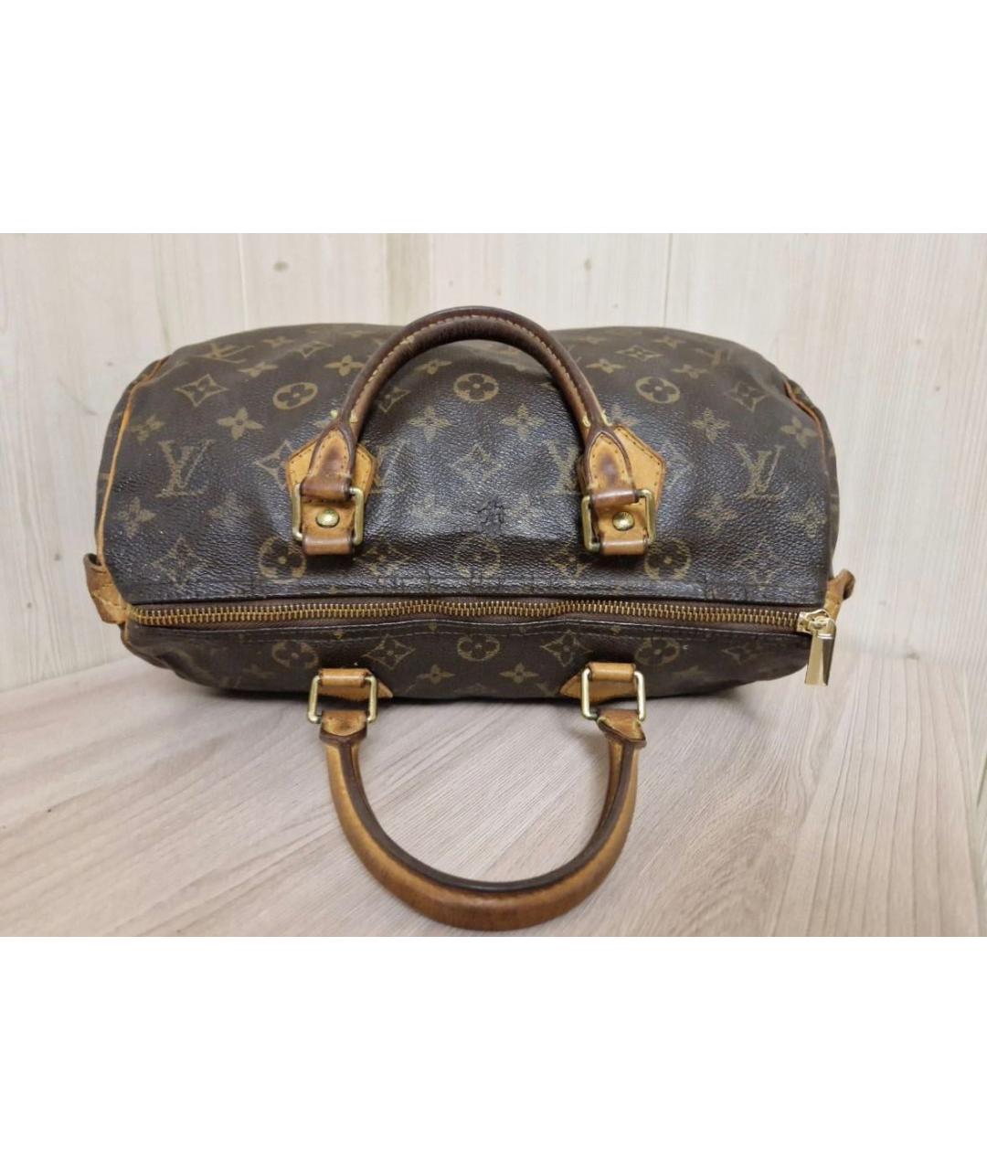 LOUIS VUITTON Коричневая кожаная сумка с короткими ручками, фото 5