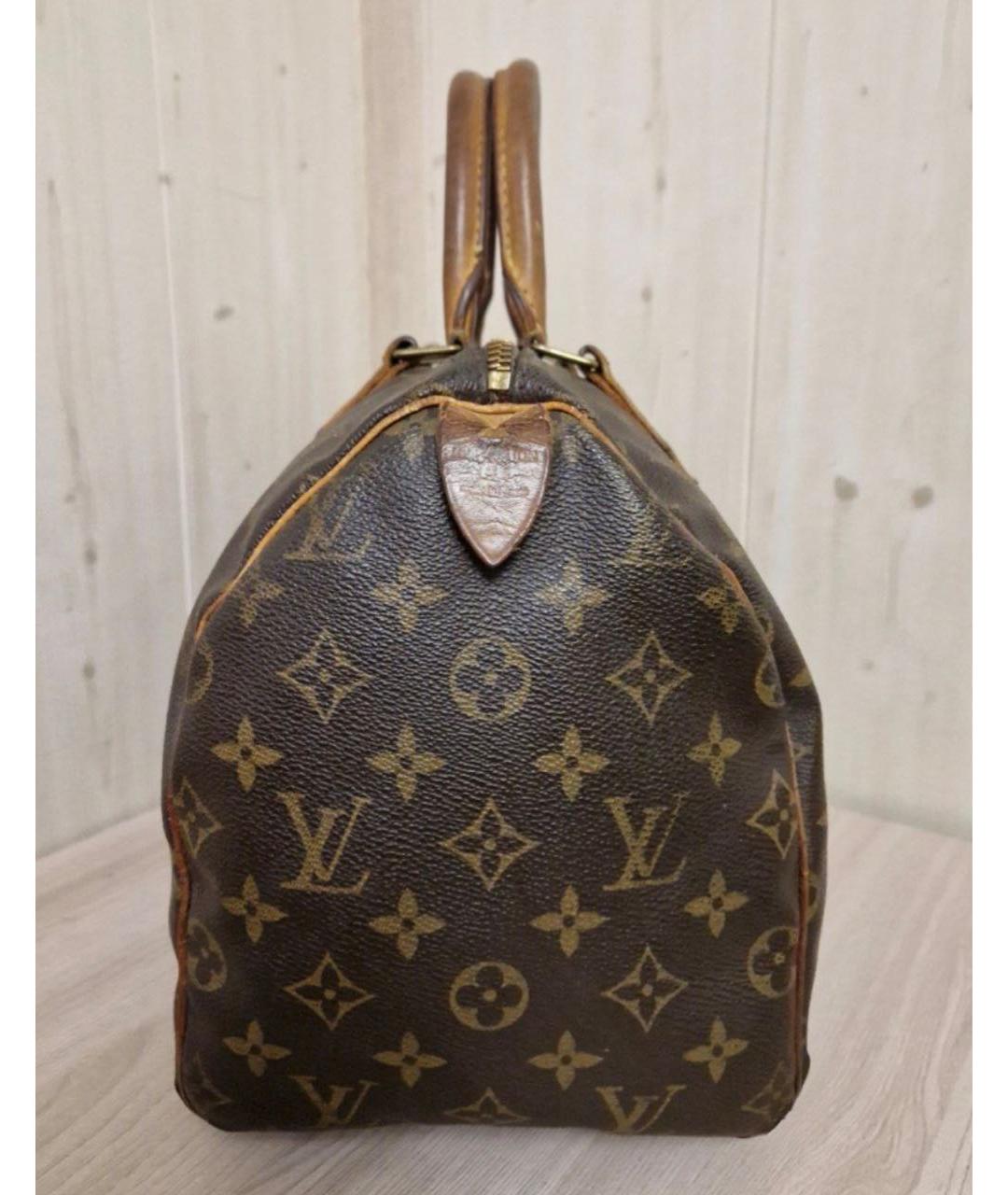 LOUIS VUITTON Коричневая кожаная сумка с короткими ручками, фото 3