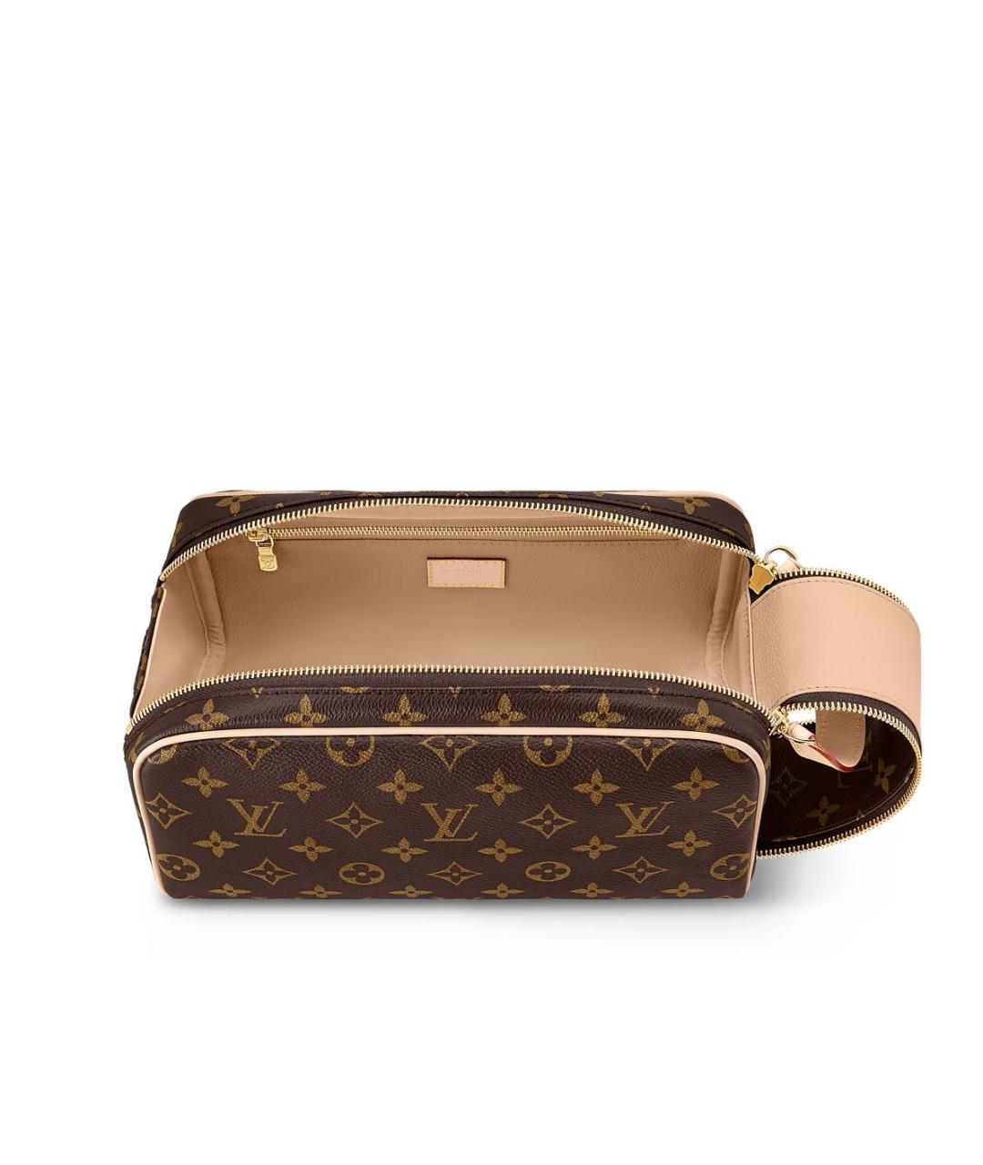 LOUIS VUITTON Коричневая кожаная косметичка, фото 3