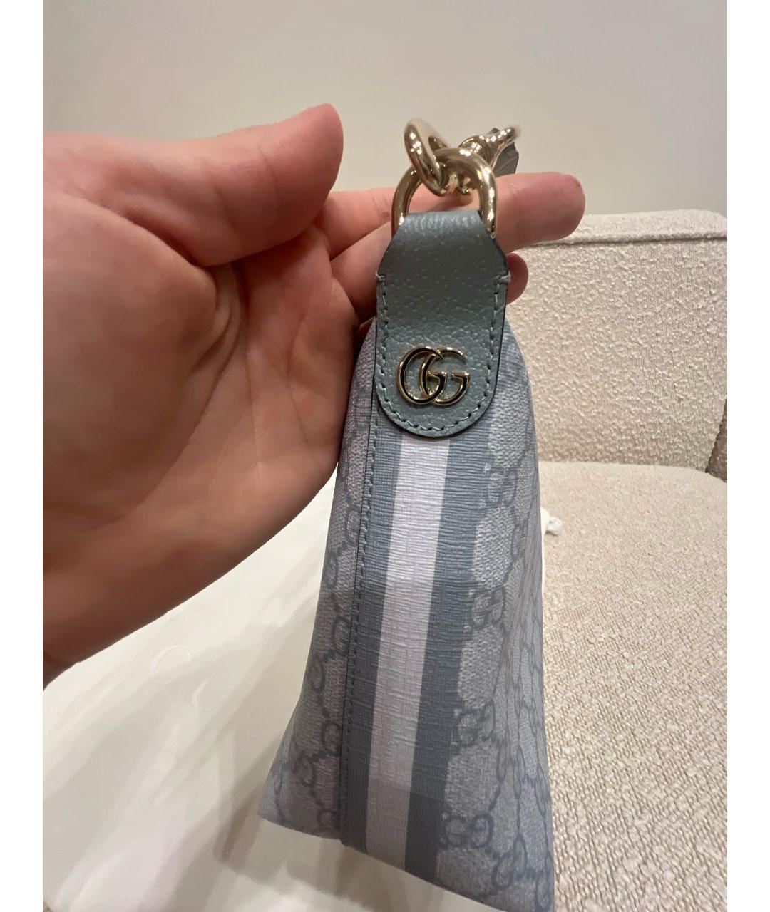 GUCCI Голубая кожаная сумка с короткими ручками, фото 6