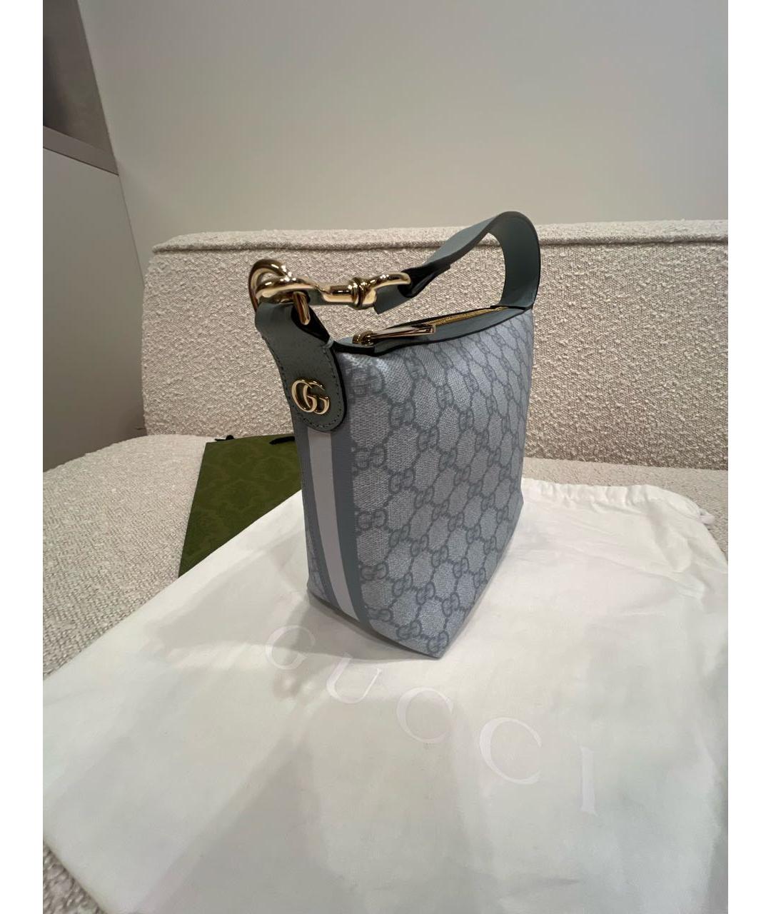 GUCCI Голубая кожаная сумка с короткими ручками, фото 2