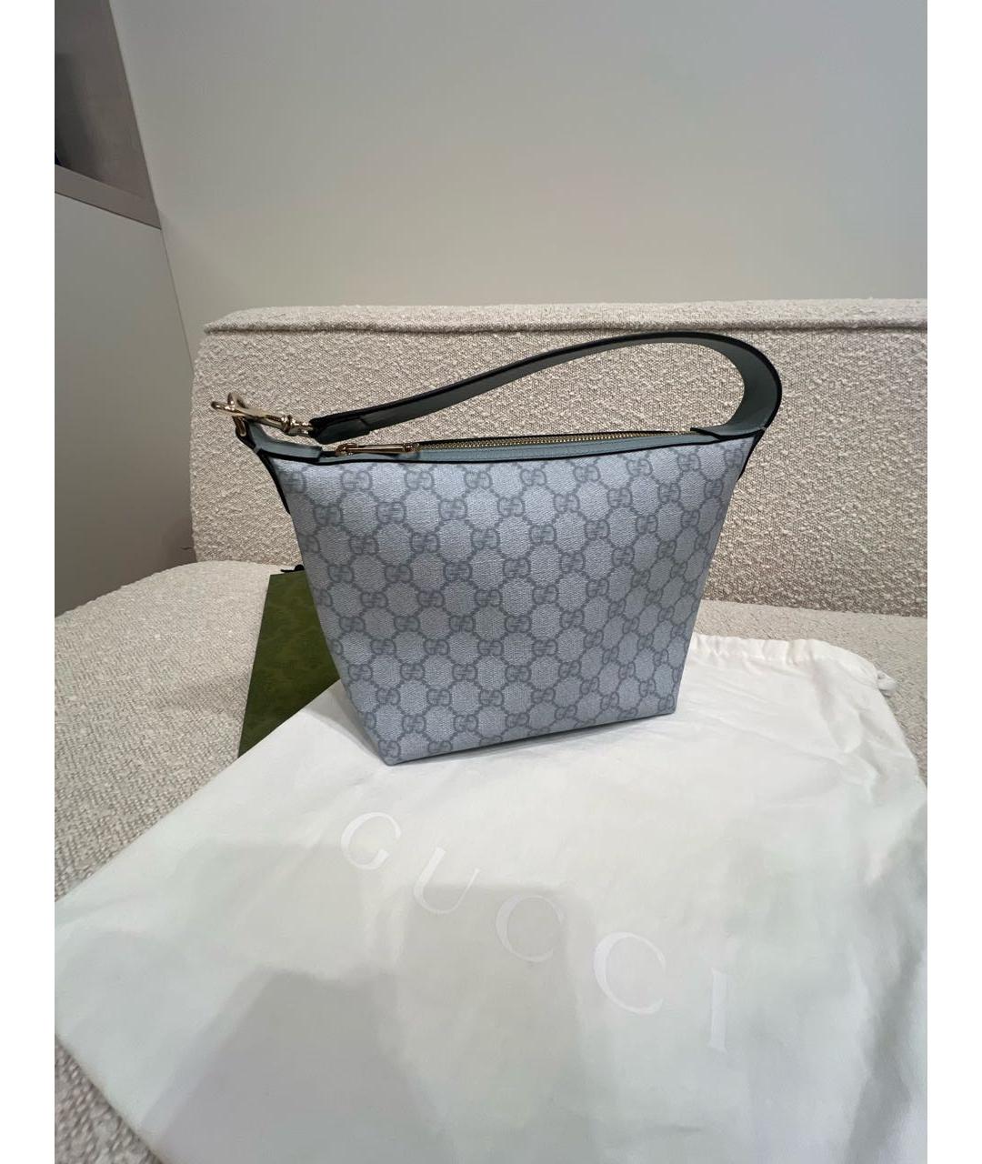 GUCCI Голубая кожаная сумка с короткими ручками, фото 7