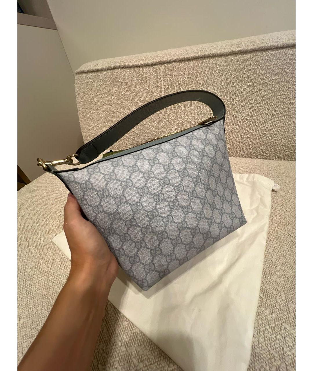 GUCCI Голубая кожаная сумка с короткими ручками, фото 5