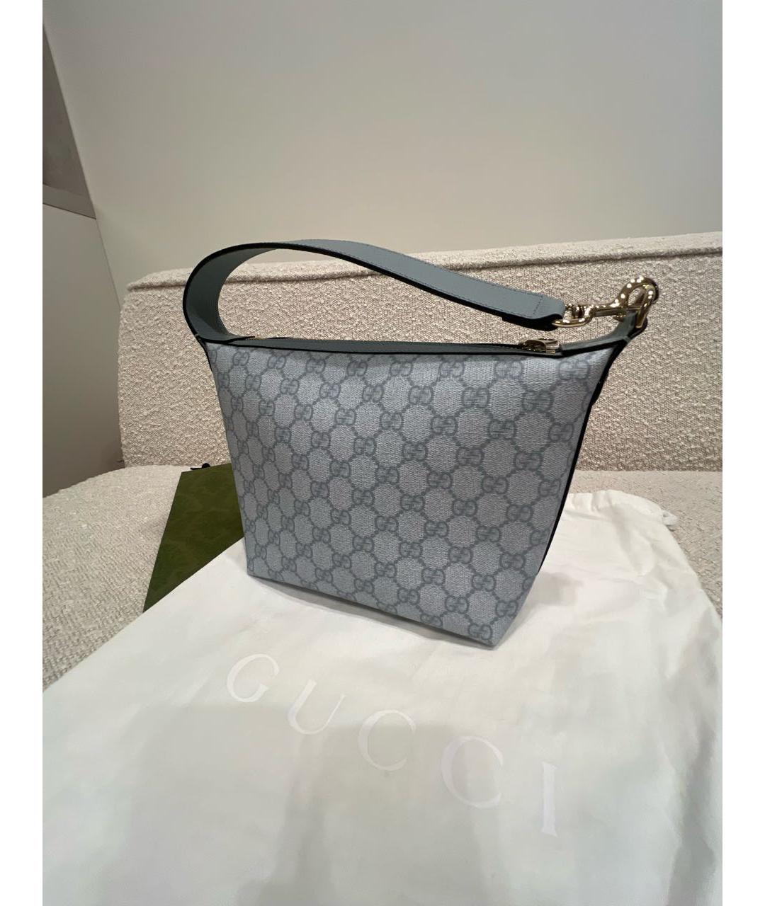 GUCCI Голубая кожаная сумка с короткими ручками, фото 3