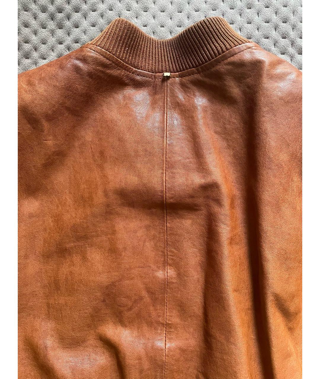 SPORTMAX Коричневая кожаная куртка, фото 3