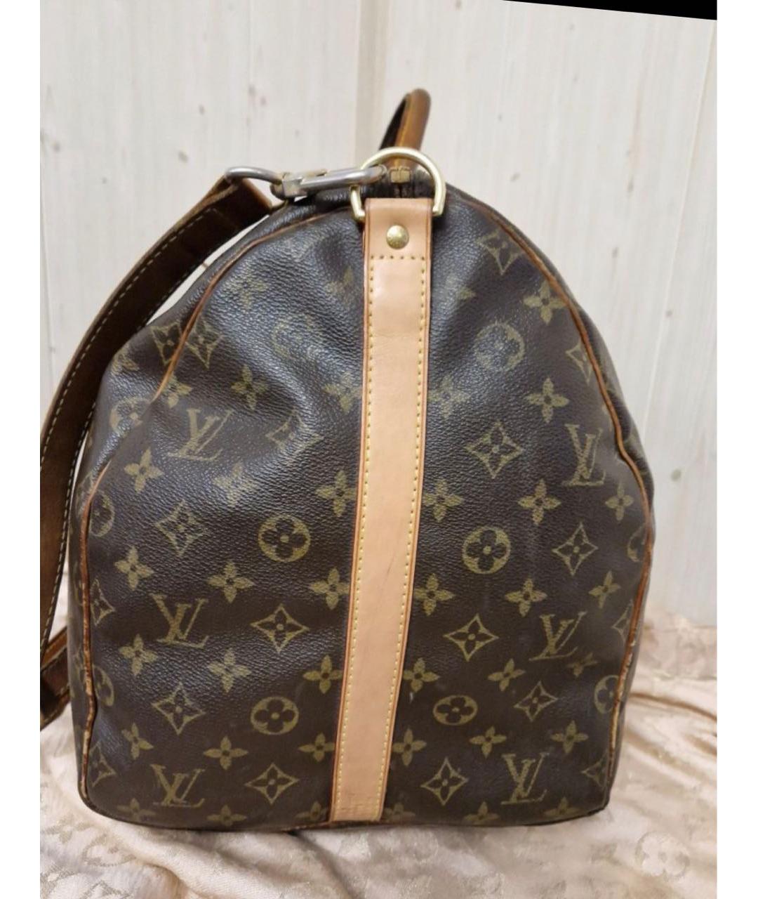 LOUIS VUITTON Коричневая кожаная дорожная/спортивная сумка, фото 3