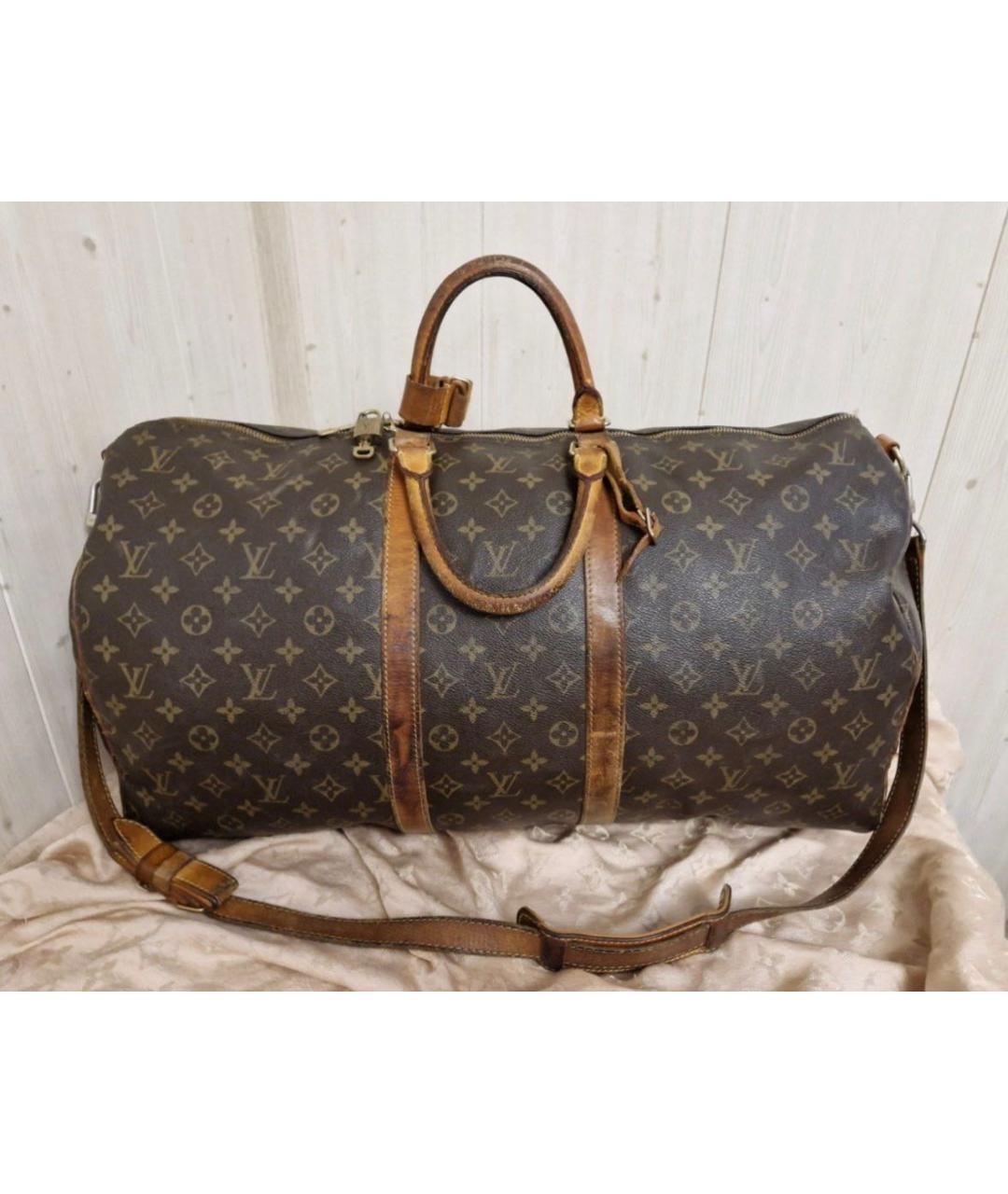 LOUIS VUITTON Коричневая кожаная дорожная/спортивная сумка, фото 8