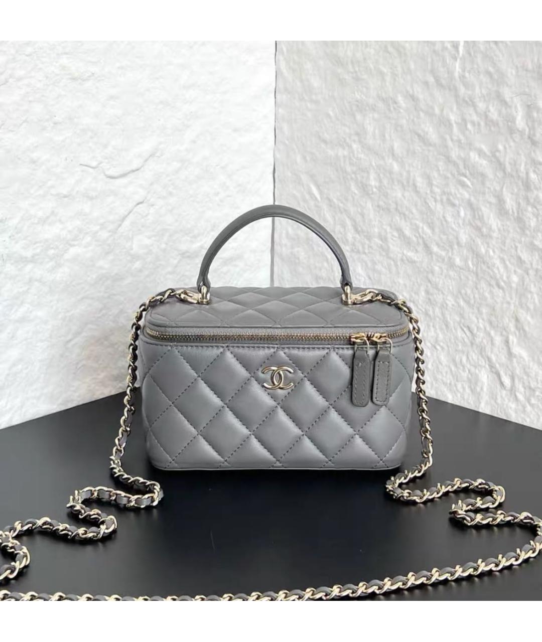 CHANEL Серая кожаная сумка через плечо, фото 2