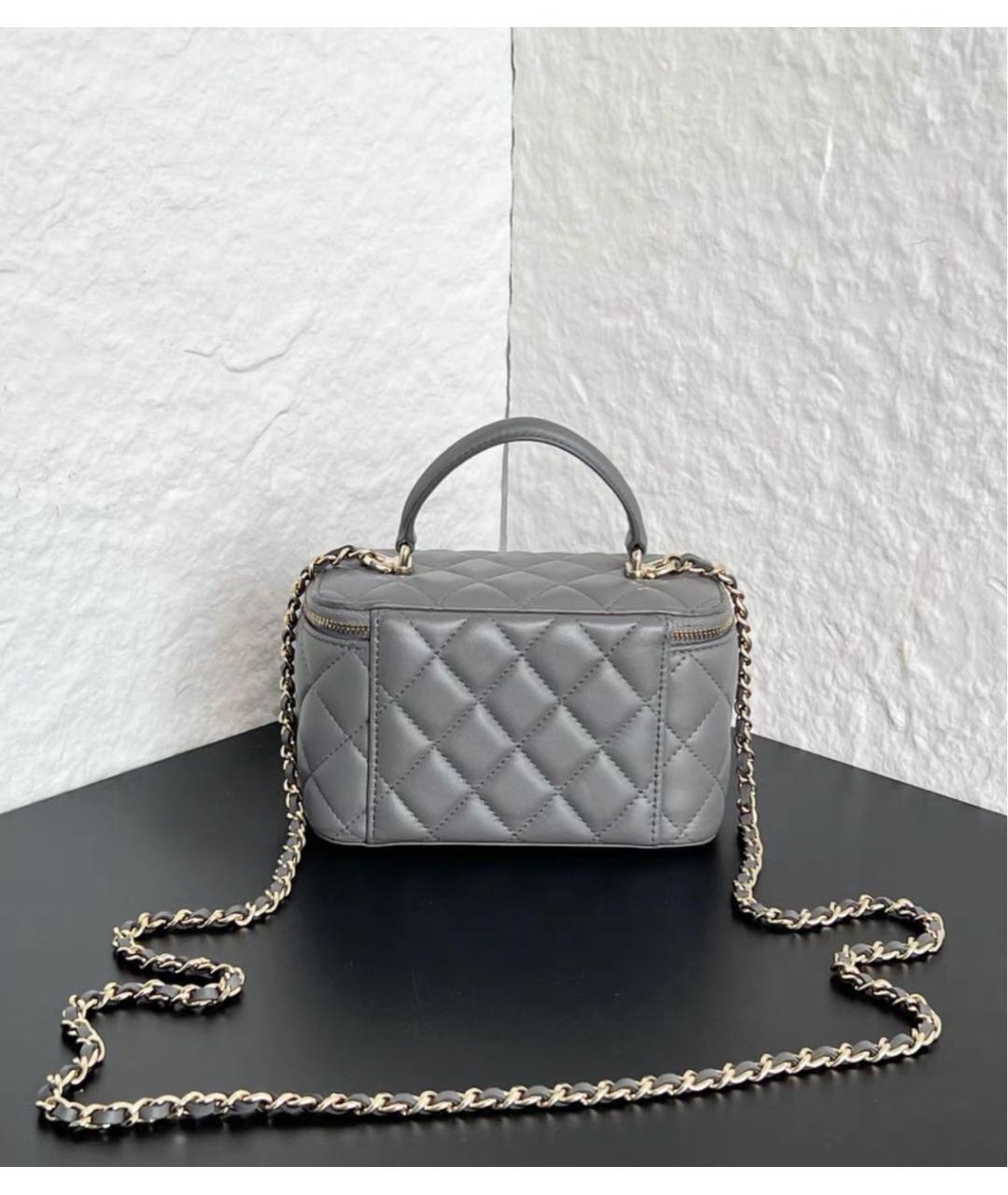 CHANEL Серая кожаная сумка через плечо, фото 4